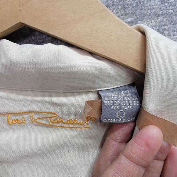 TORI RICHARD TUCAN MONKEY EMBROIDERED SILK SHIRT, SIZE L - Picture 6 of 9